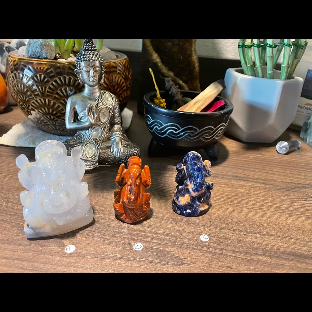 Handcarved Crystal Ganesha Carvings